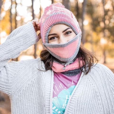 Gemütliches Strick-Wintermütze- und Schal-Set für Damen