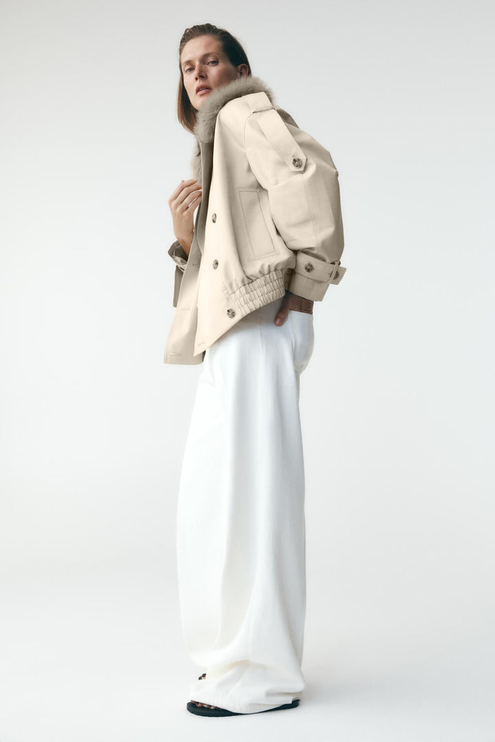 Stylish faux fur trench coat 