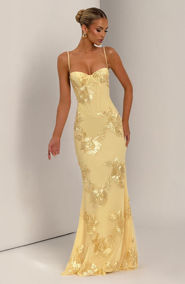 Elegantes Damen-Maxikleid mit Spaghettiträgern für Sommerhochzeit Gäste
