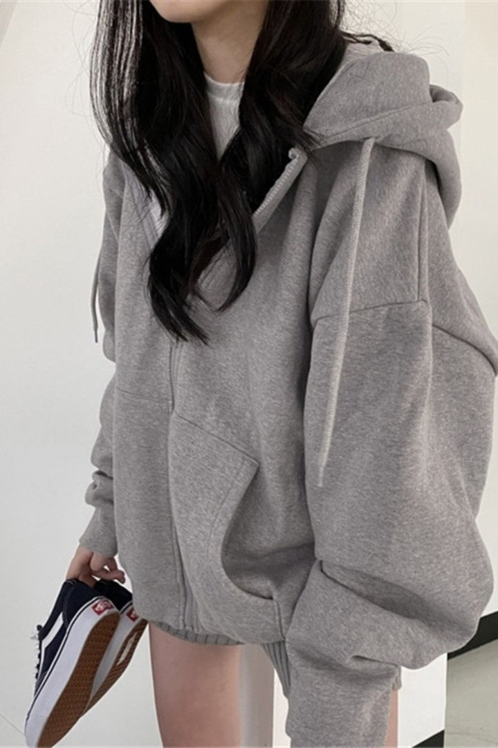 Übergroßer Hoodie im koreanischen Stil in einfarbiger Ausführung