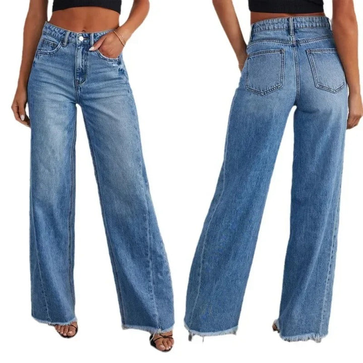 Damen Weite Jeans mit Fransensaum – Lässige Hose