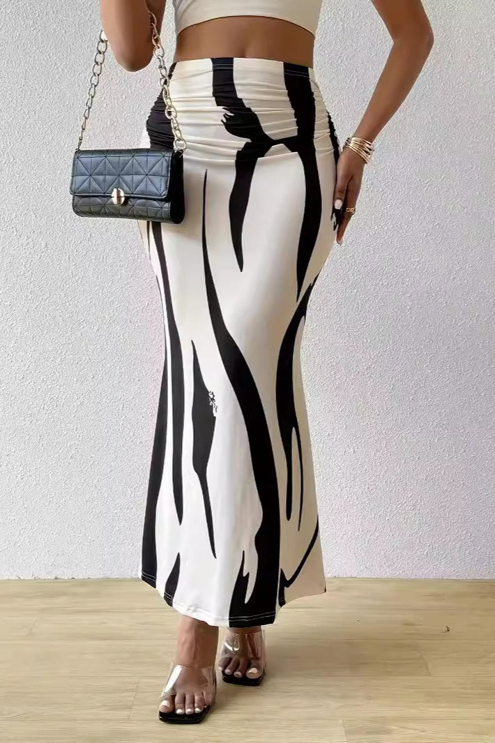 Maxirock mit Animalprint in voller Länge für einen femininen Look