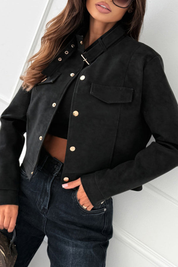 Schicke langärmelige Freizeitjacke mit Knöpfen