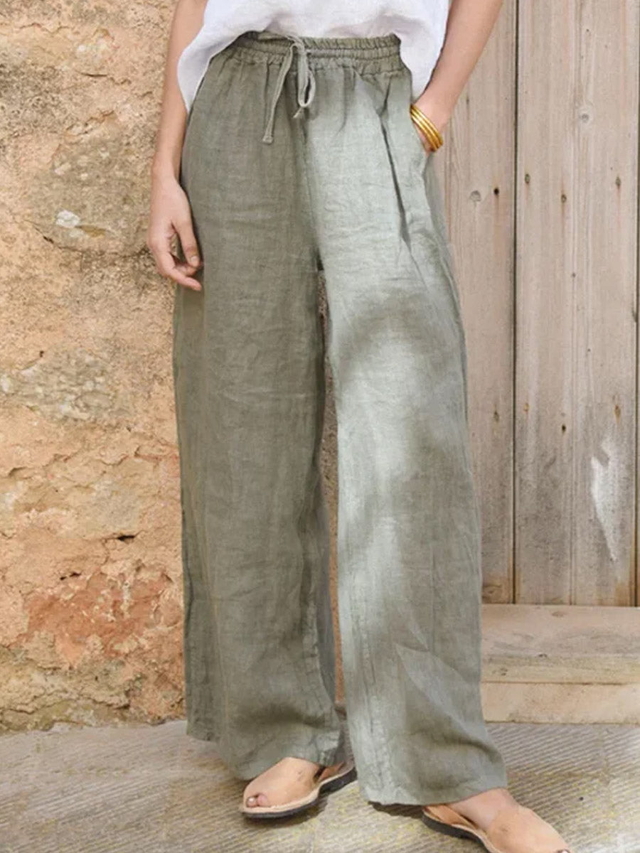 Damen Casual Hose aus Baumwoll-Leinen-Mix
