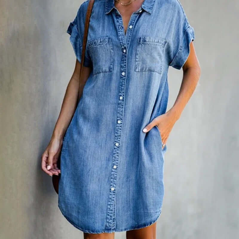 Damen Jeanskleid in elegantem Denim-Look für Alltag und Freizeit
