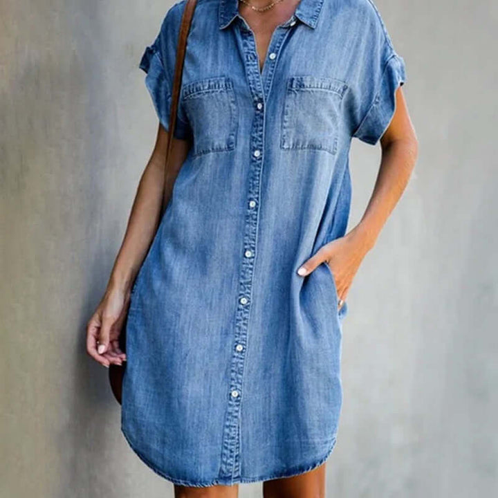 Damen Jeanskleid in elegantem Denim-Look für Alltag und Freizeit