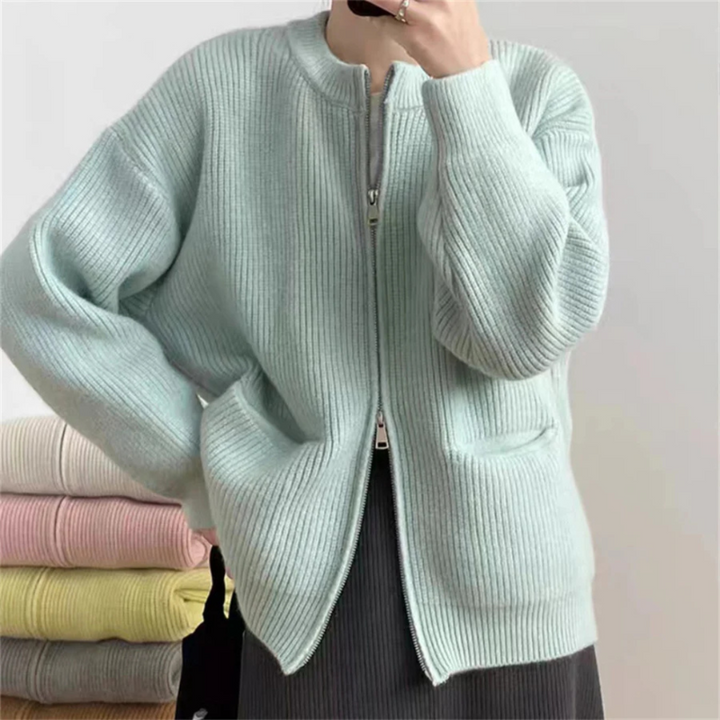 Eleganter Reißverschluss-Cardigan für Damen in großen Größen Komfort