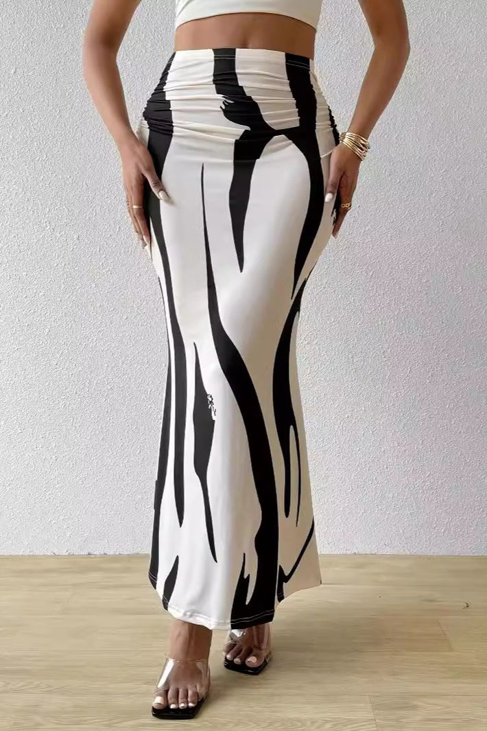 Damen Maxirock Mit Animalprint Und Meerjungfrauenschnitt
