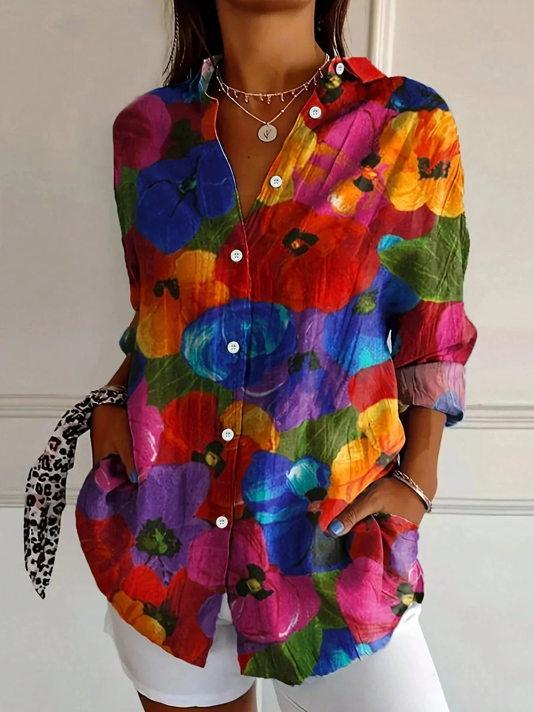 Elegantes Langarmshirt mit bedrucktem Muster für Damen