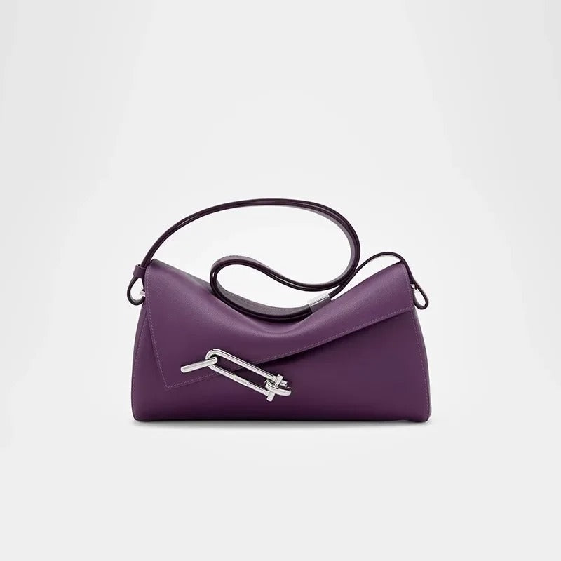 Helviora® | Schwarze Schultertasche mit asymmetrischem Verschluss