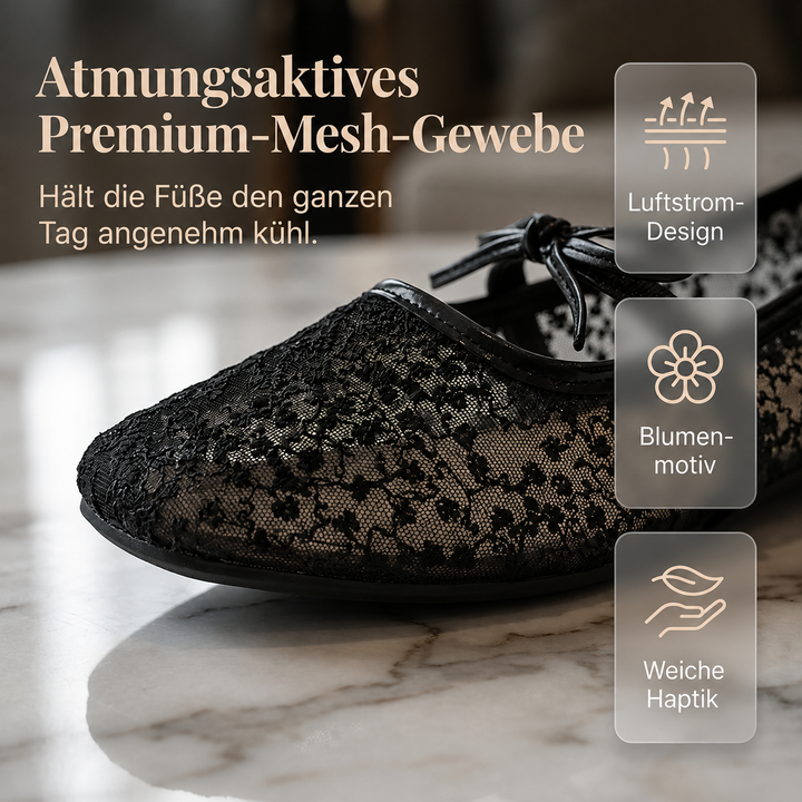 Leichte Damen-Flats aus Spitze mit Schleife für festliche Anlässe