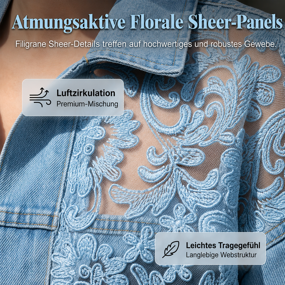 Damen Jeansjacke mit Blumenmuster in modischem Oversize-Look