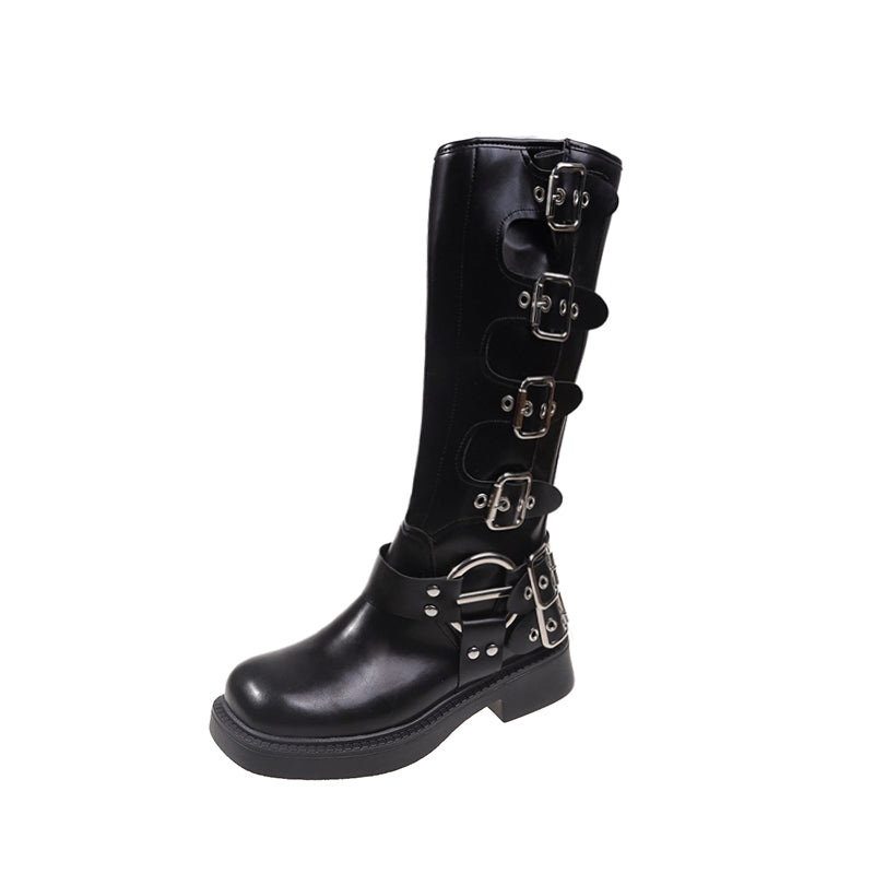 Freche Low Heel Punk Gothic Rock Stiefel