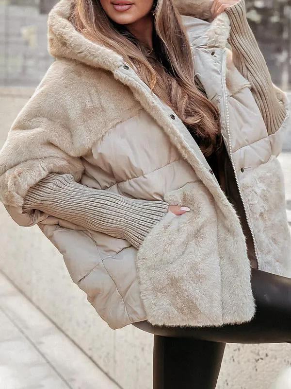 Lässige gefütterte Kapuzenjacke für Damen