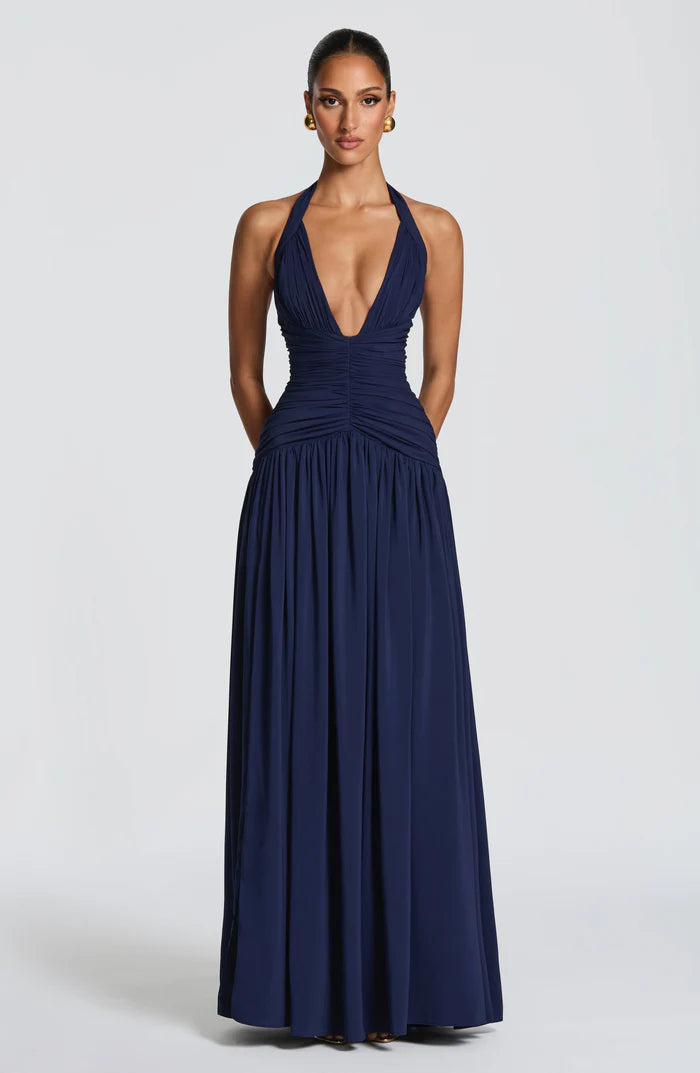 Ärmelloses Damen-Maxikleid mit V-Ausschnitt
