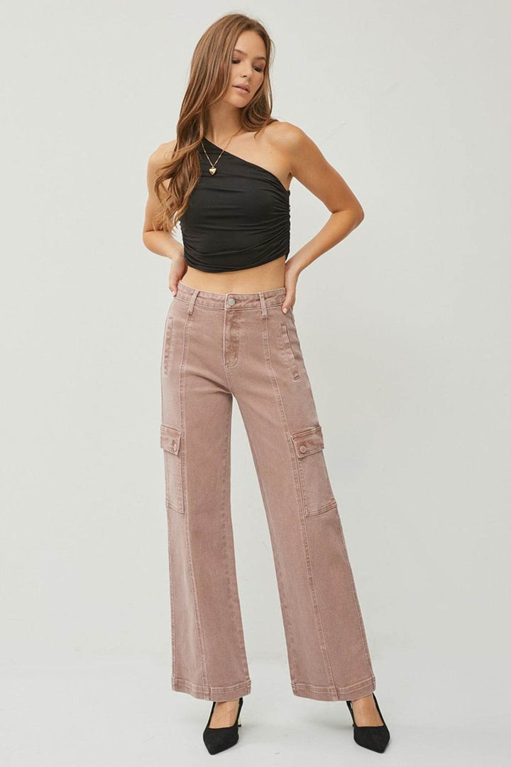 Damen High-Waist Cargo-Jeans