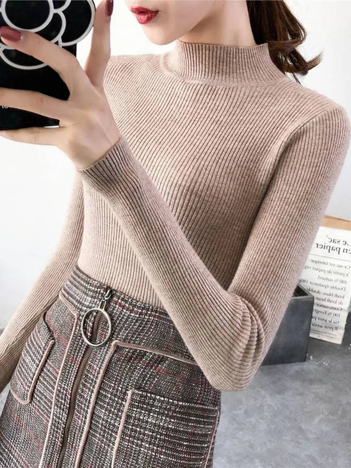 Gemütlicher gerippter Wollpullover für Damen