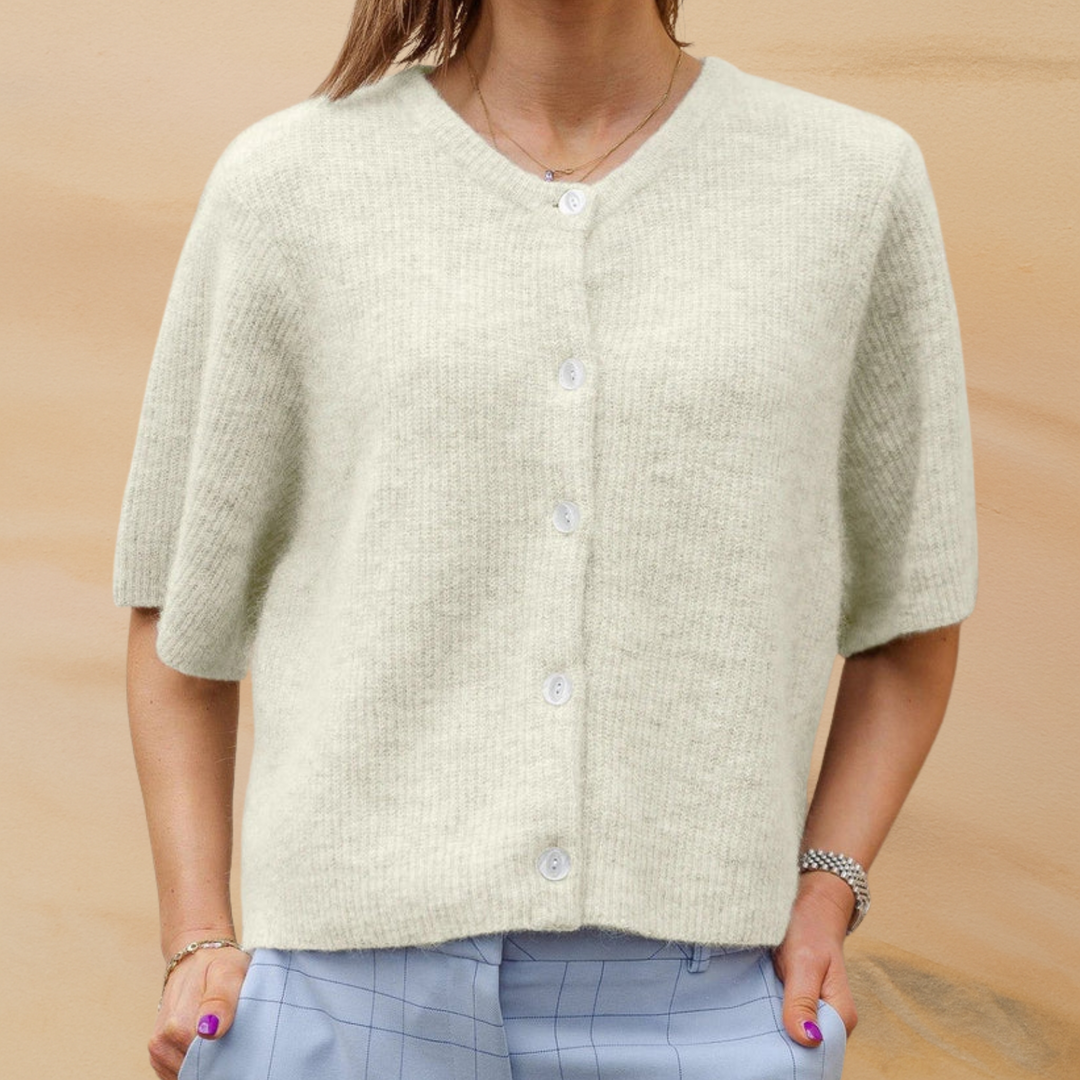 Damen Cardigan Mit Kurzen Ärmeln Und Knopfleiste