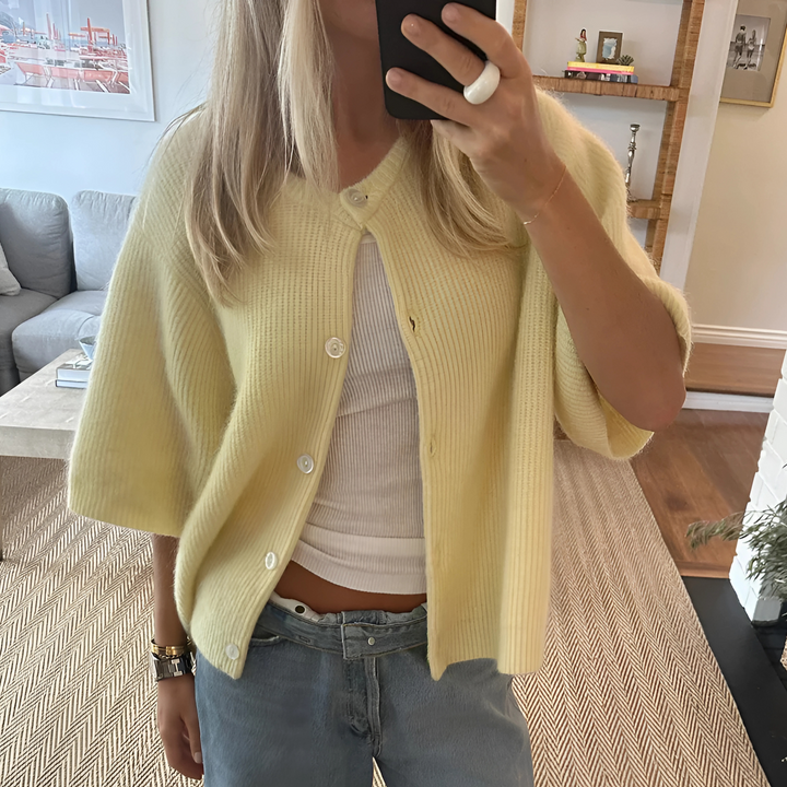Damen Cardigan Mit Kurzen Ärmeln Und Knopfleiste