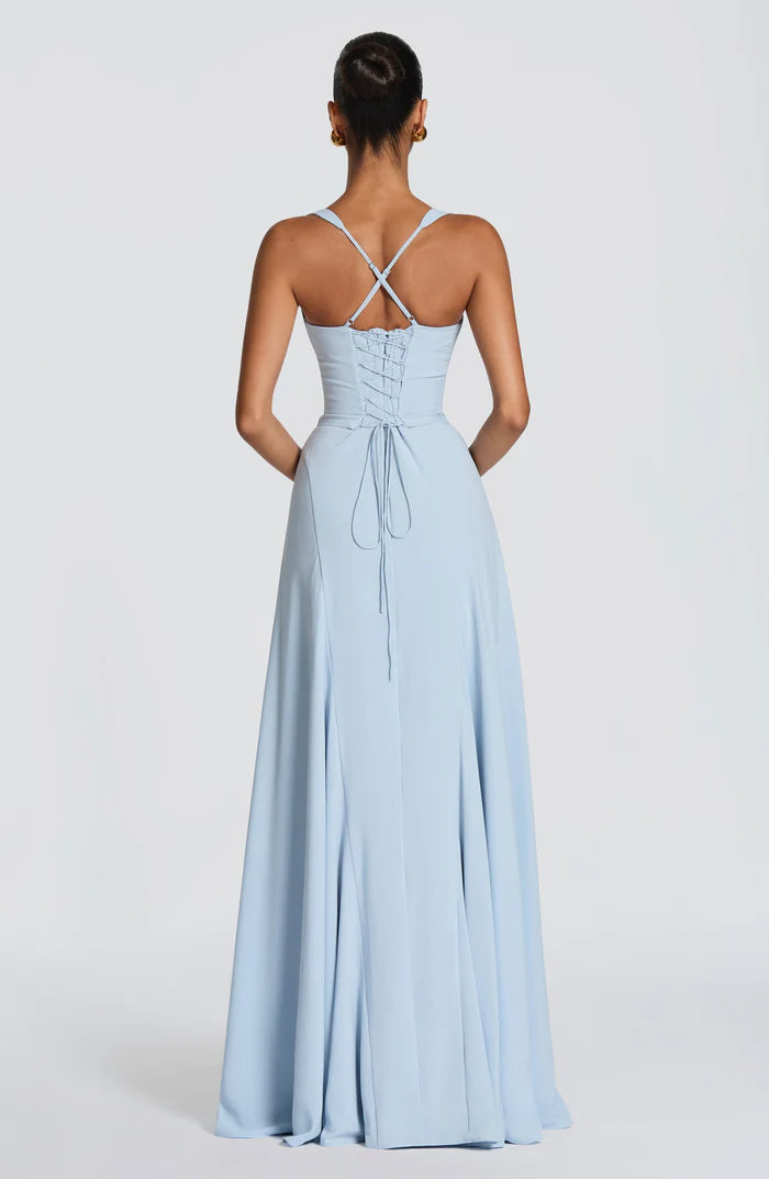 Rihanna-Stil Maxikleid mit eleganter Silhouette