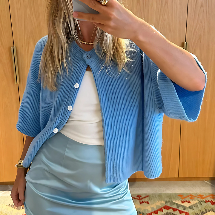 Vielseitiger Damen-Cardigan mit kurzen Ärmeln für Büro und Alltag