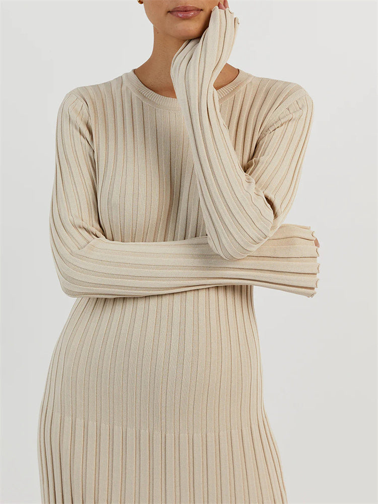 Elke® | Geripptes Maxikleid mit figurbetontem Schnitt