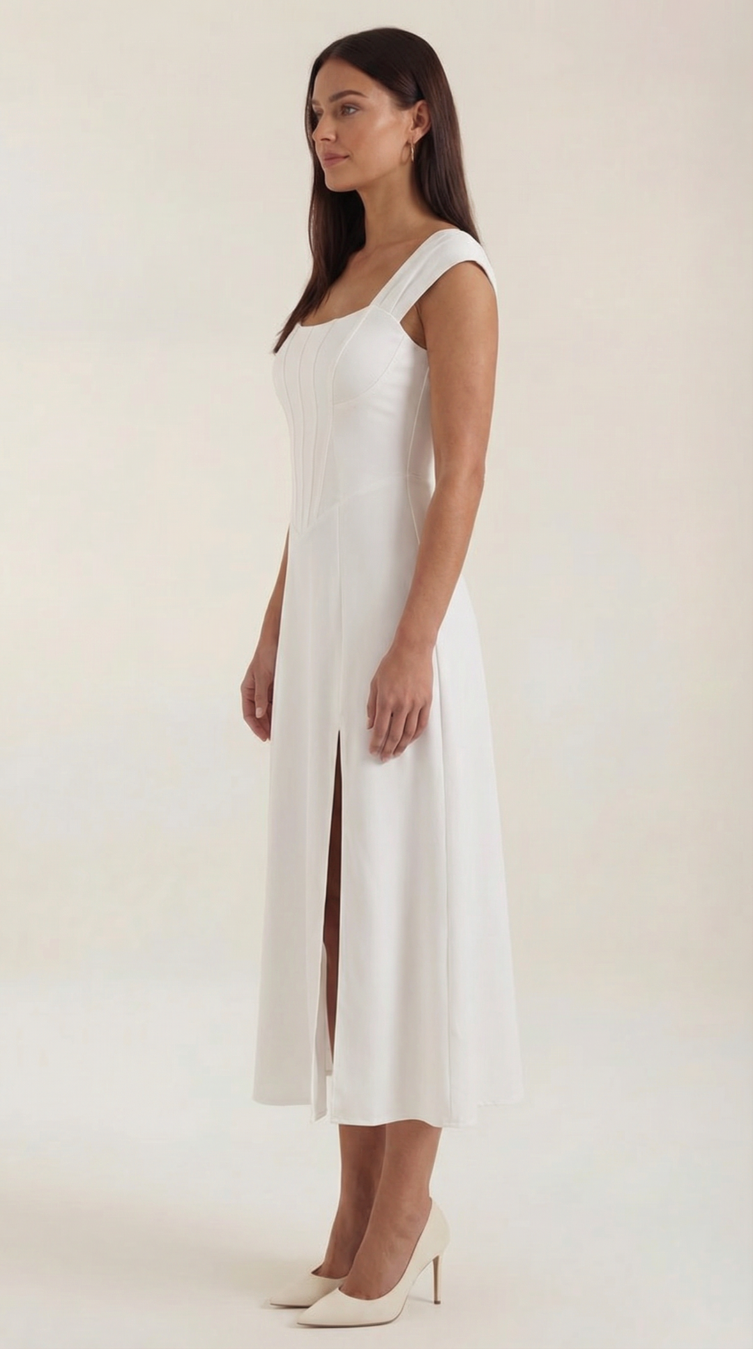 Damen Korsett Midikleid Elegantes Hochzeitsgastkleid