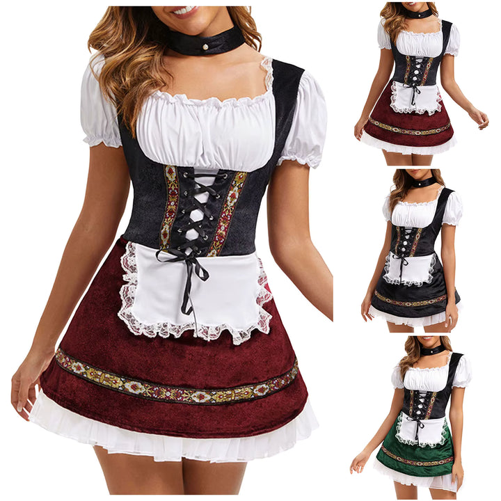 Damen geschnürtes, maßgeschneidertes Dirndlkleid aus Polyester