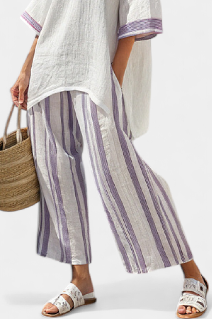 Bequemes Damen-Loungewear-Set mit Streifen