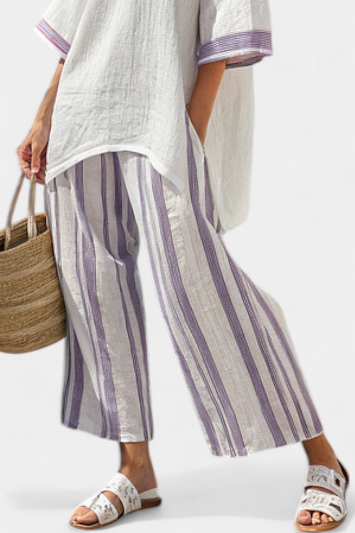Bequemes Damen-Loungewear-Set mit Streifen