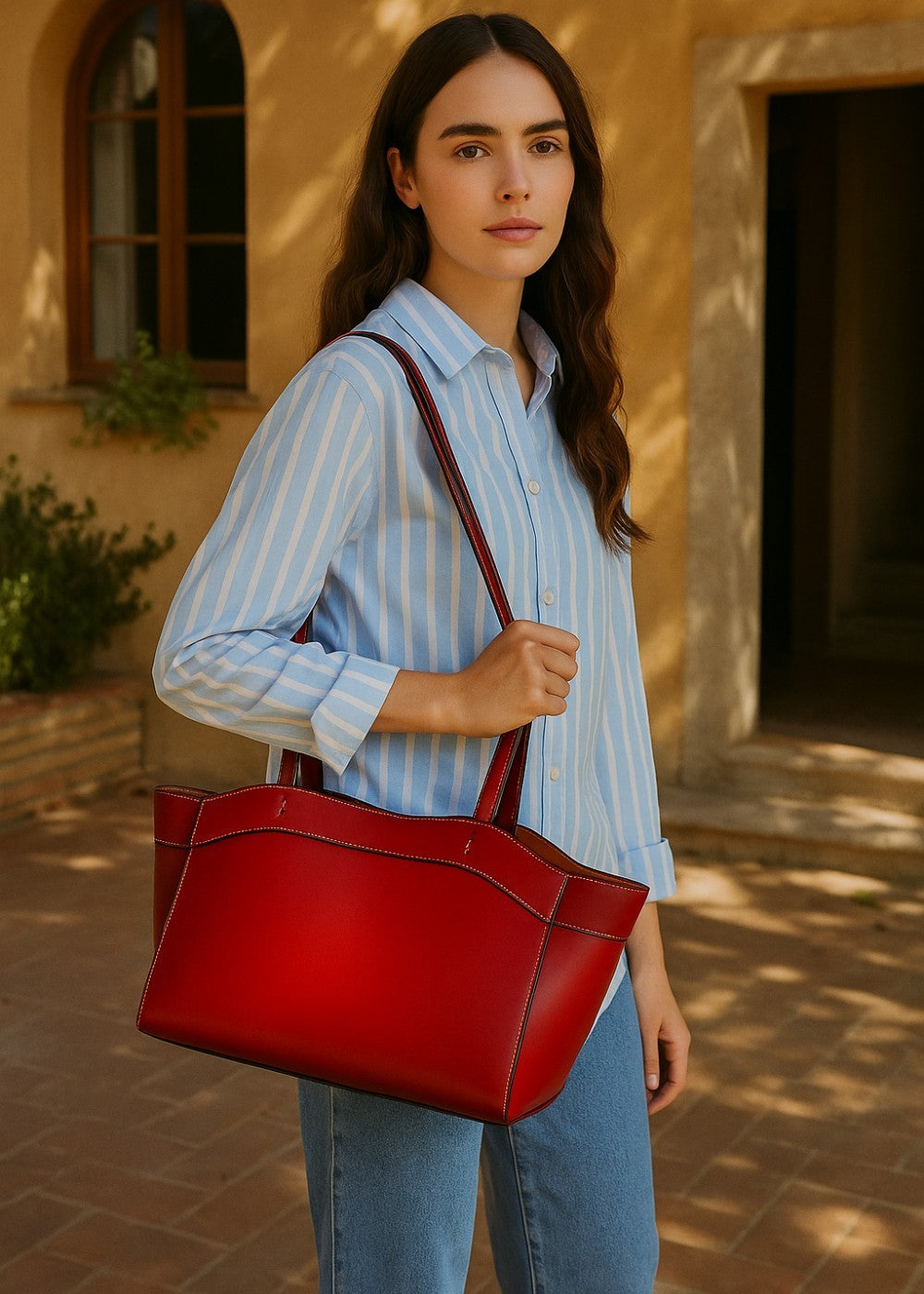 Klassische Ledertasche Tote