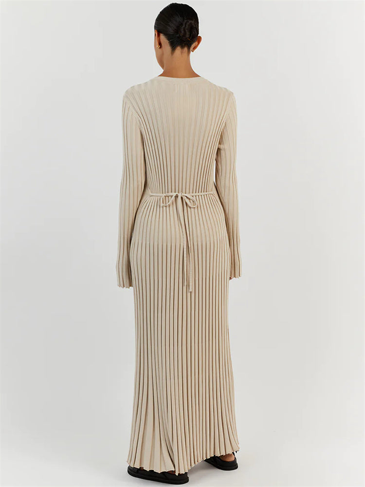 Elke® | Geripptes Maxikleid mit figurbetontem Schnitt