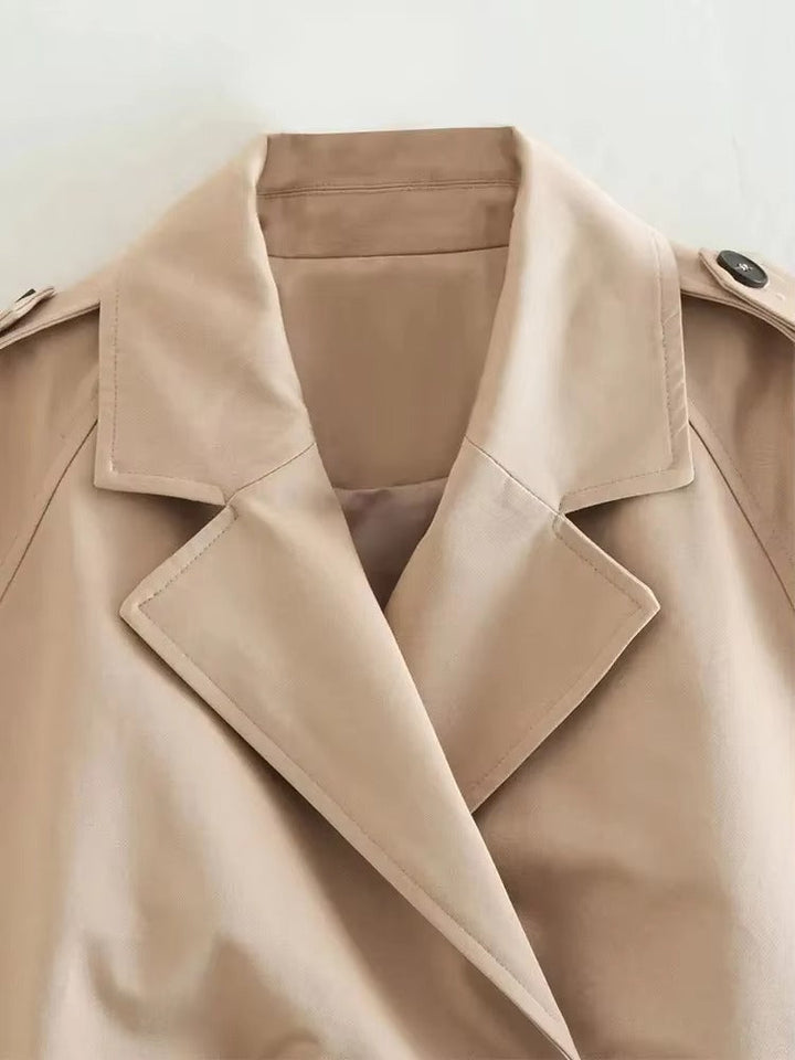 Damen Oversize Kurz geschnittener Trenchcoat