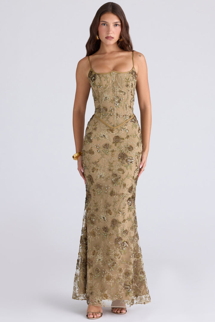 Ärmelloses Damen-Maxi-Kleid mit V-Ausschnitt