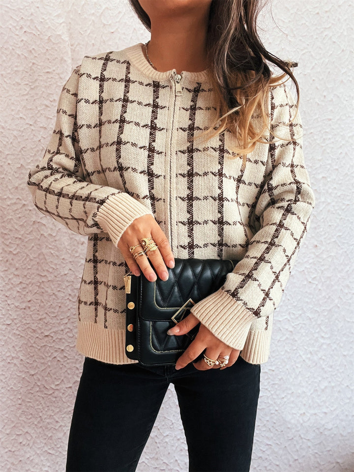 Gemütlicher karierter Cardigan mit Taschen für den Alltagsstil