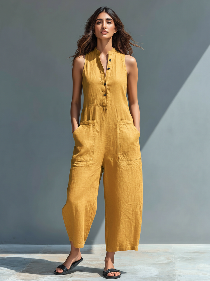 Fließender Leinen-Jumpsuit für Damen