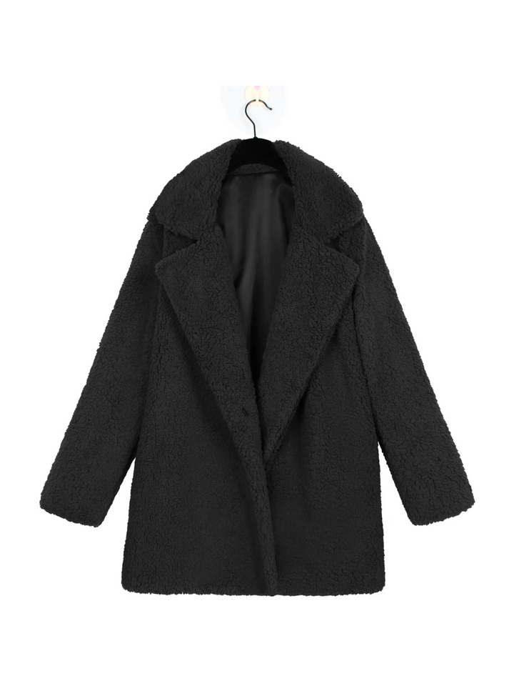Gemütlicher Teddy-Plüsch Kurzmantel mit Reverskragen für Damen