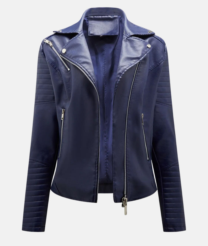 Schicke Damen Bikerjacke aus Kunstleder