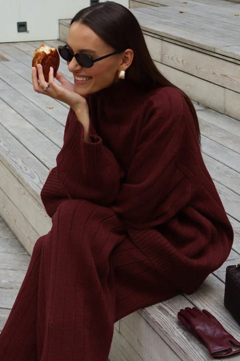 Weiter geschnittene Hose aus einem modischen Damen-Strickset