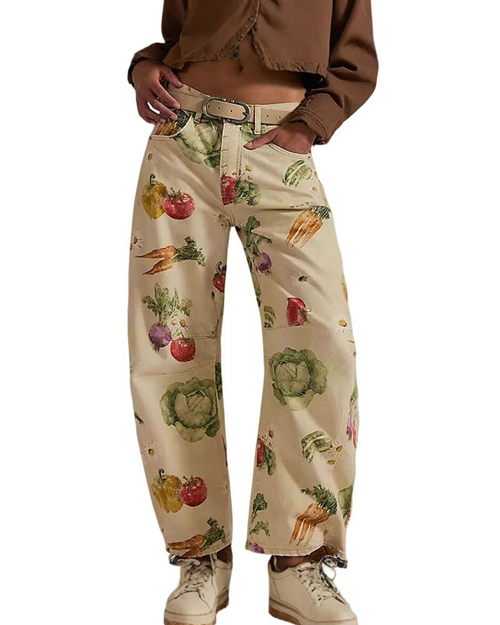 Damen Jeans Mit Print Und Lockerer Passform