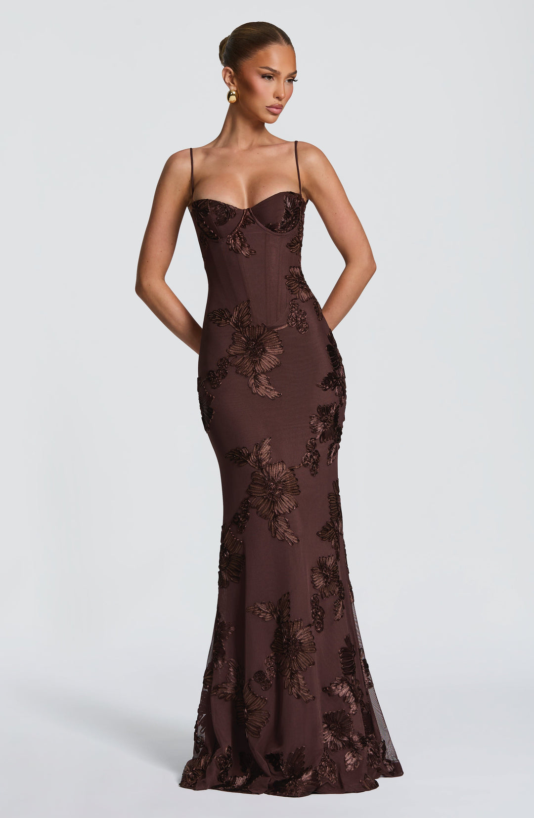 Damen Velours Maxikleid