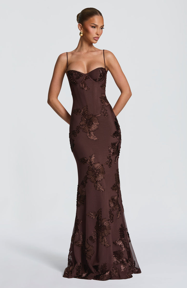 Damen Velours Maxikleid