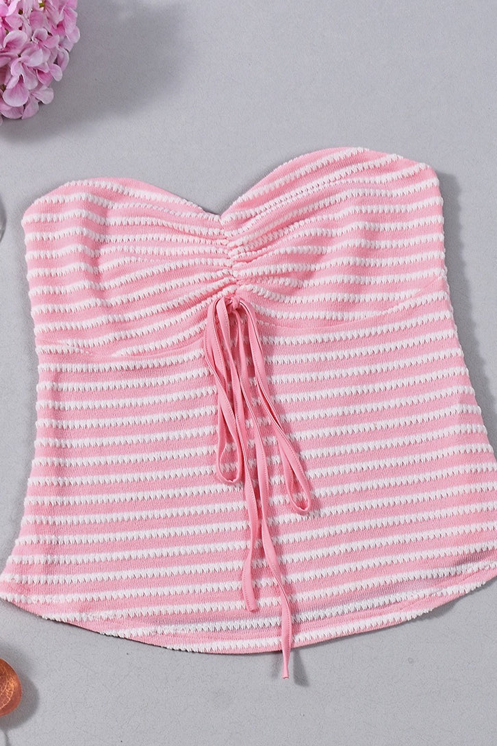 Figurbetontes Damen Bandeau-Top mit horizontalen Streifen