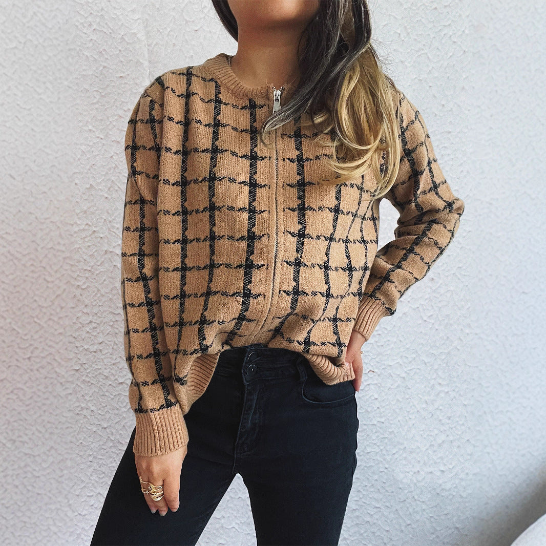 Gemütlicher karierter Cardigan mit Taschen für den Alltagsstil