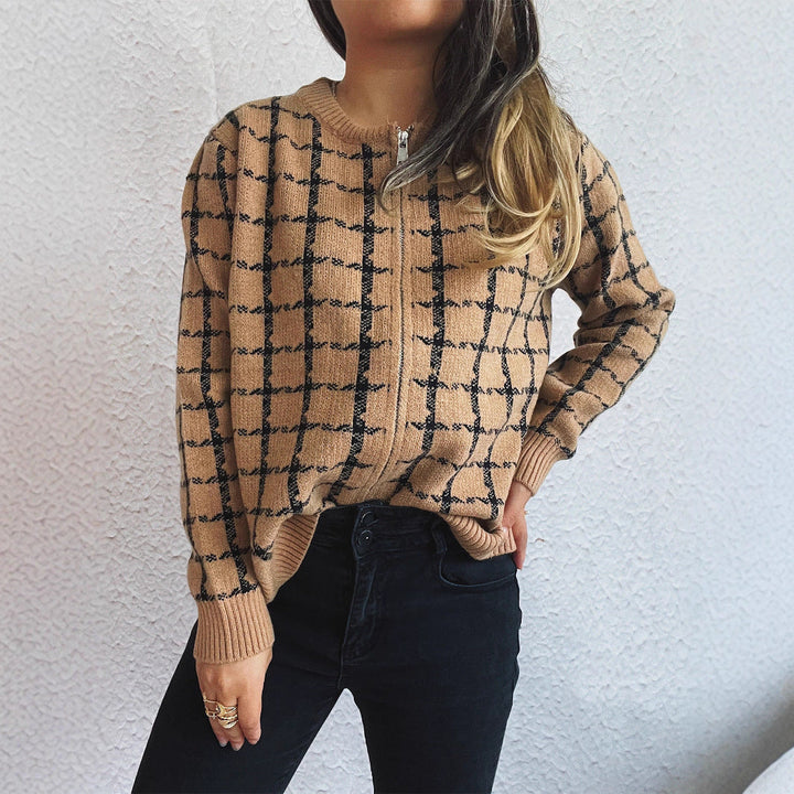Gemütlicher karierter Cardigan mit Taschen für den Alltagsstil