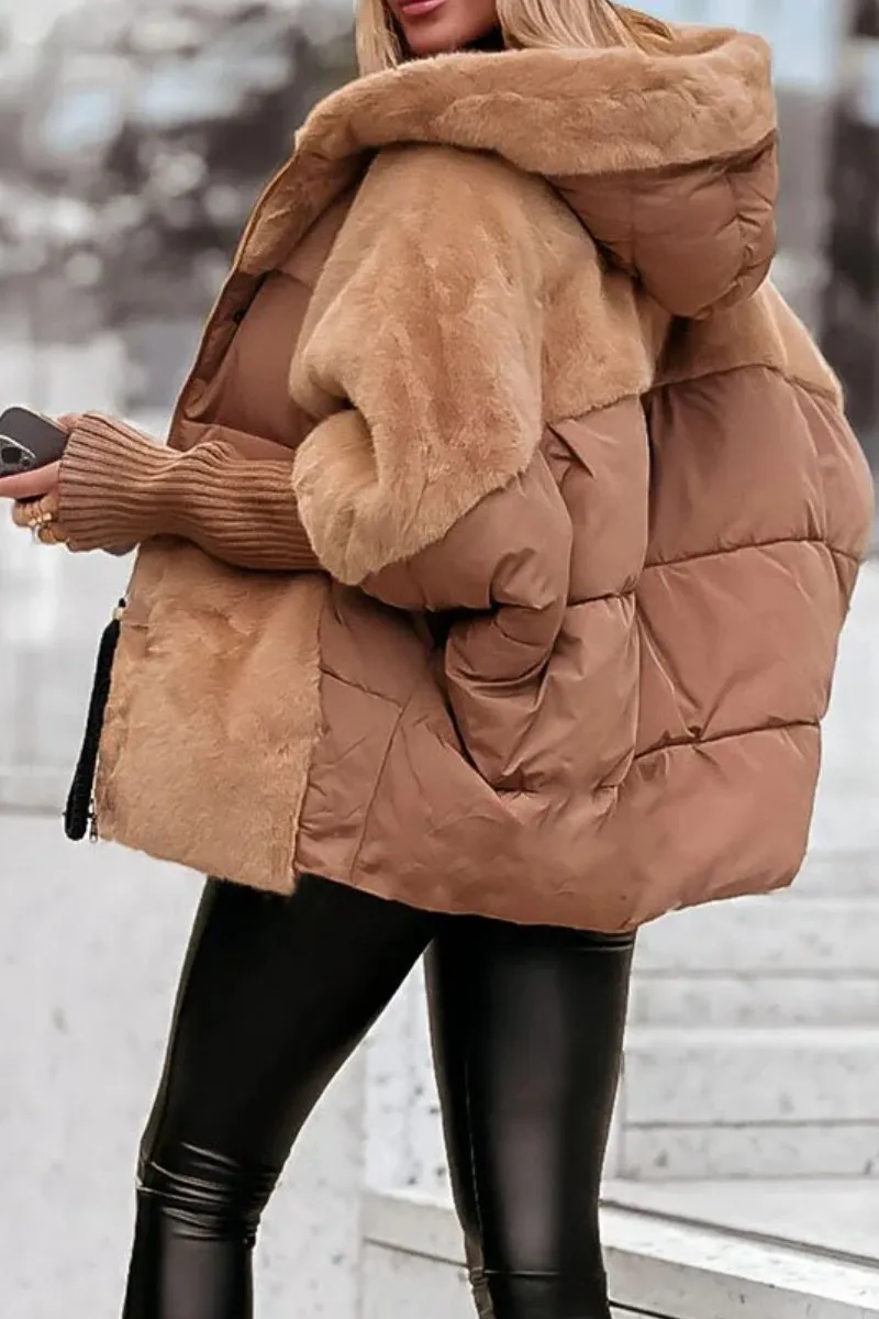 Lässige gefütterte Kapuzenjacke für Damen