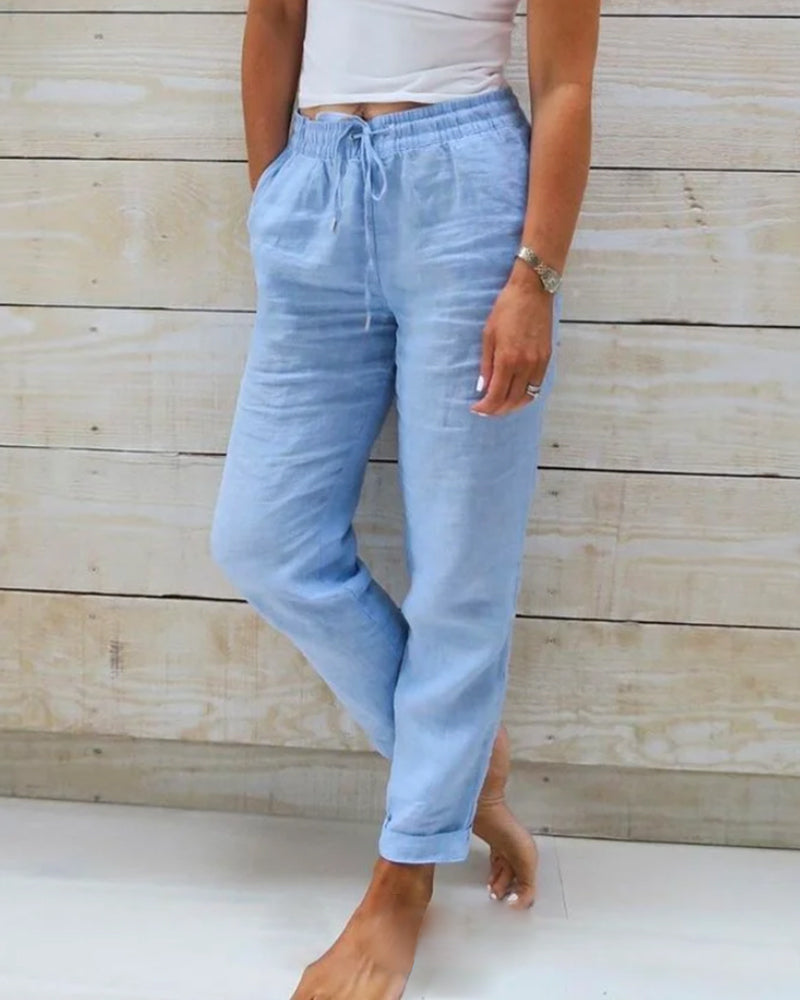 Stretch-Leinenmischhose für Damen