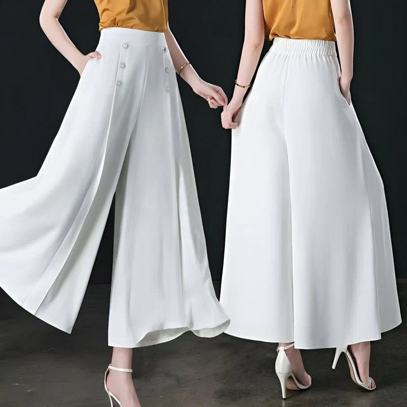 Elegante Wide-Leg Damenhose mit weitem Bein und bequemem Bund, Frontalansicht
