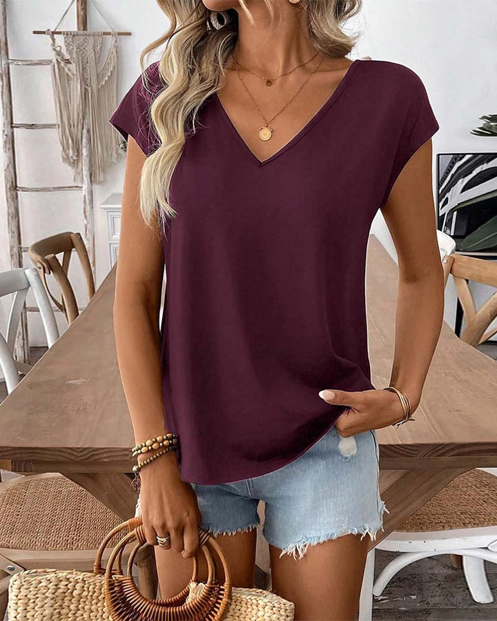 Damen T-Shirt mit V-Ausschnitt in lässigem Look