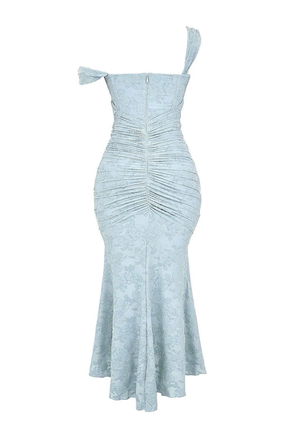 Blaues Glockenblumen-Maxikleid